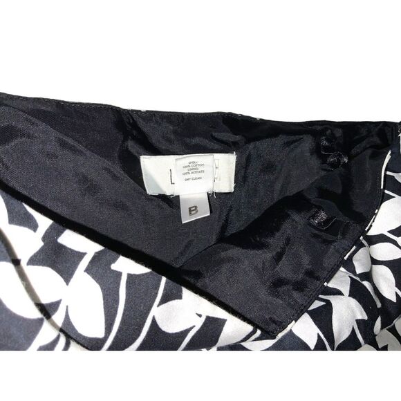 Ann Taylor LOFT Strapless Summer Dress Black White Vine Floral Fit Flare 8 - Picture 9 of 16